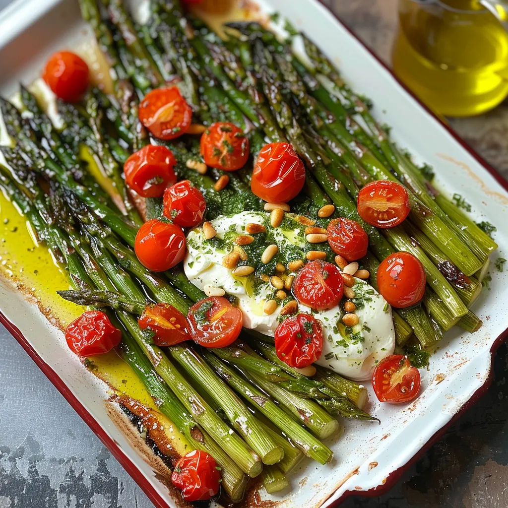 Asperges et tomates toutes simples rôties au four