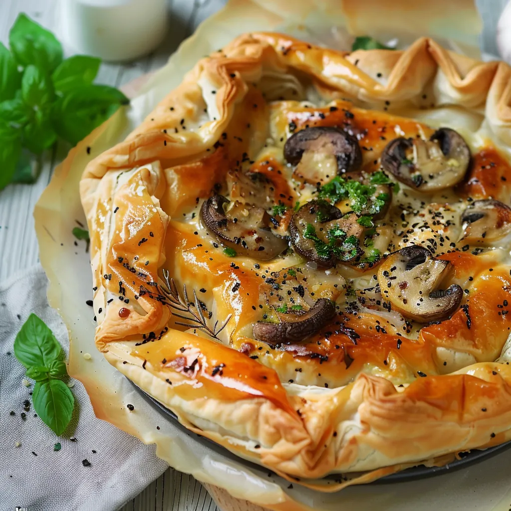 Tarte filo aux champignons ultra fondante