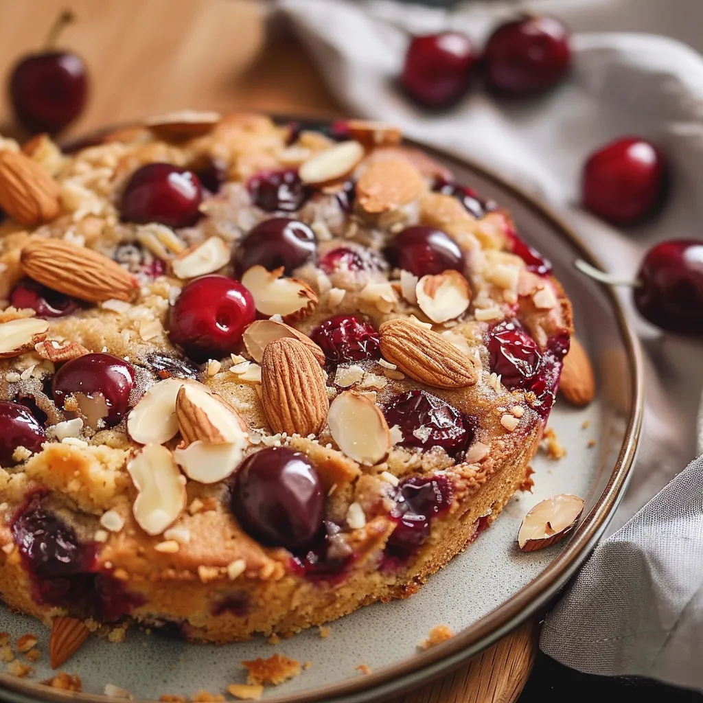 Gâteau cerises amandes façon Cyril Lignac