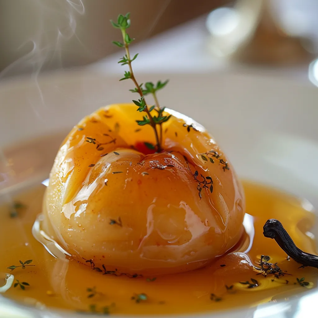 Pêches moelleuses en papillote vanillée