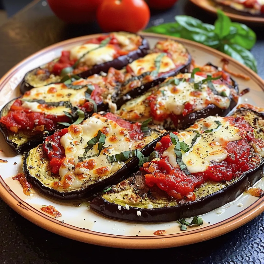 Aubergine façon pizza au basilic à tester