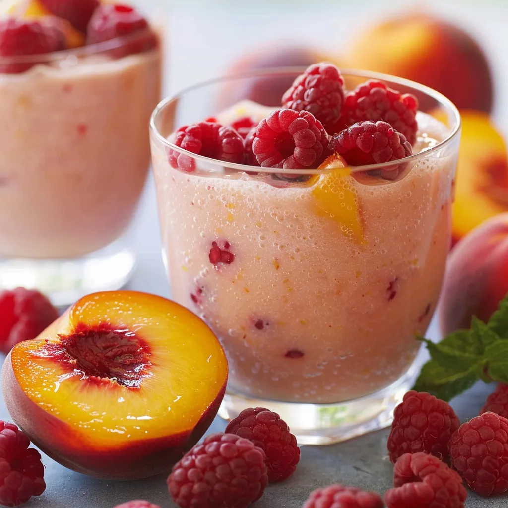 Pêche et framboises