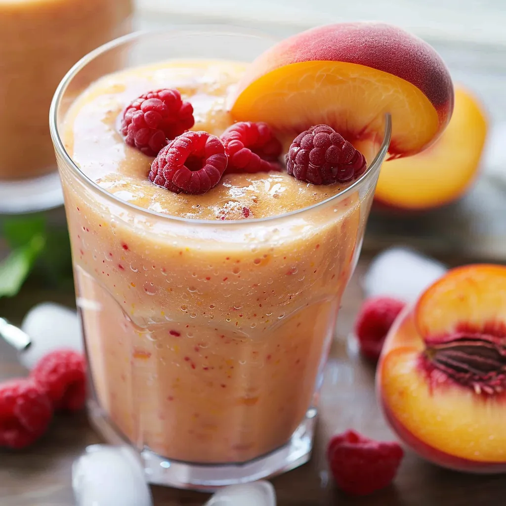 Smoothie pêche framboise bien frais