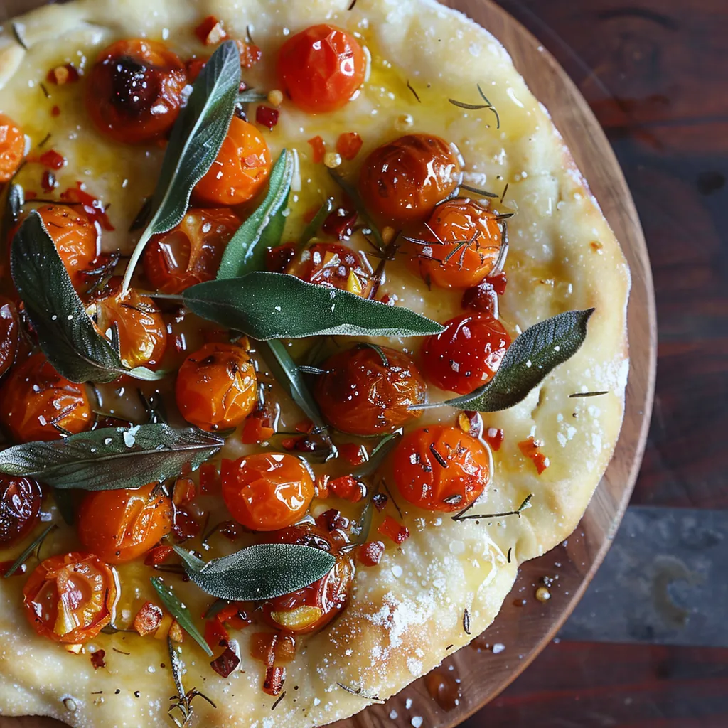 Pain maison garni de tomates et ail