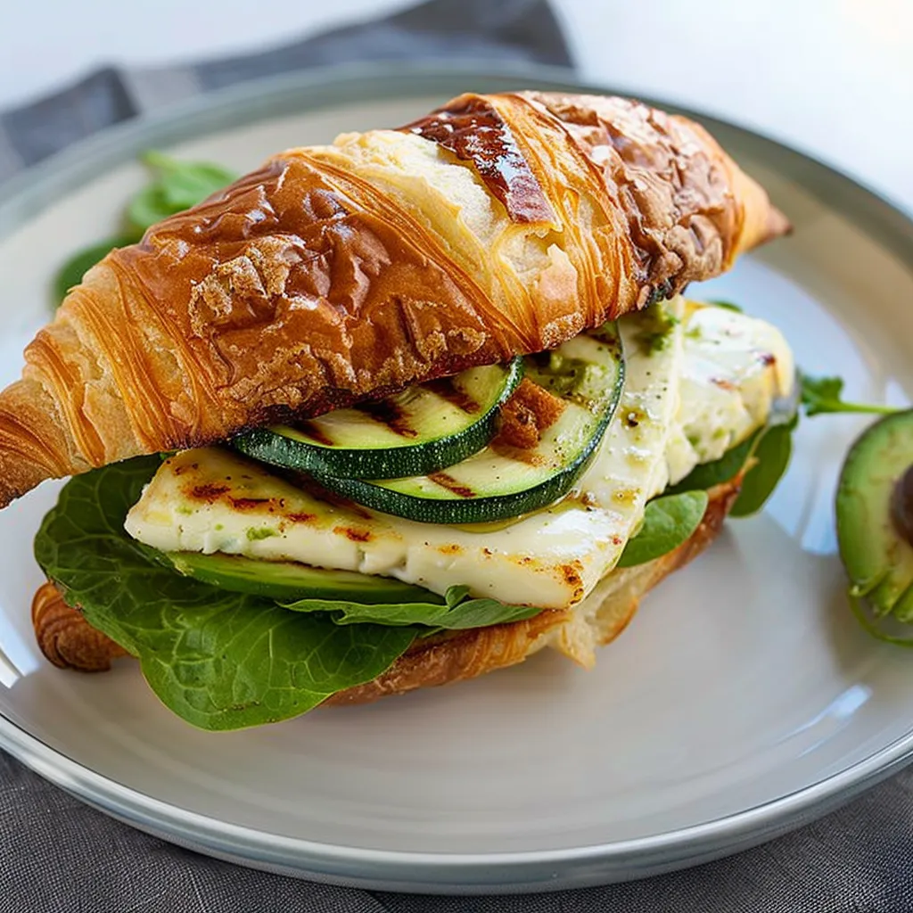Croissant courgette halloumi