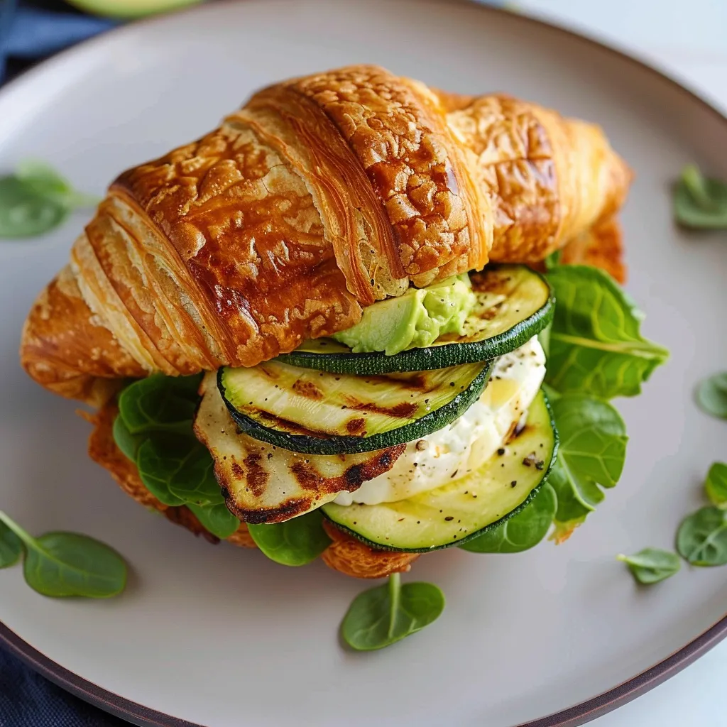 Un croissant feuilleté aux courgettes et halloumi bien gourmand