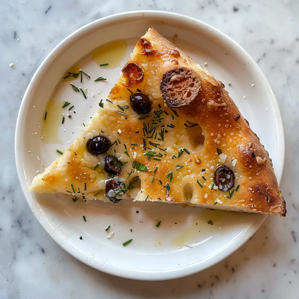 Focaccia moelleuse avec olives et romarin