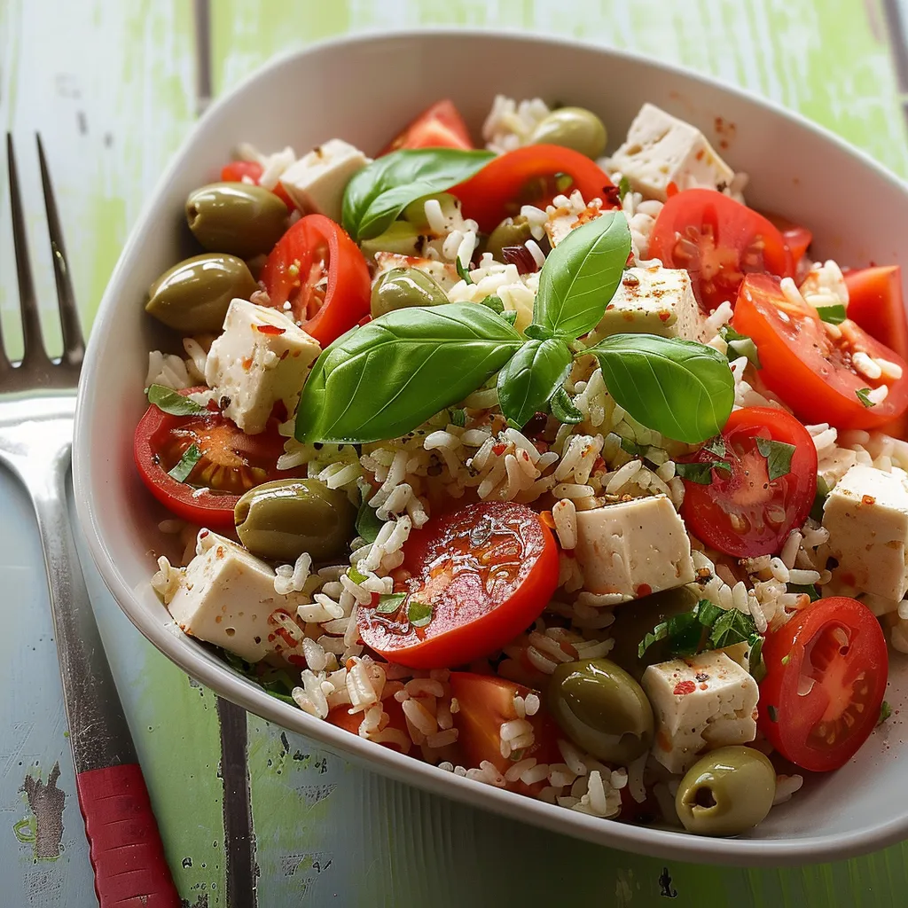 Mélange frais de riz et tofu