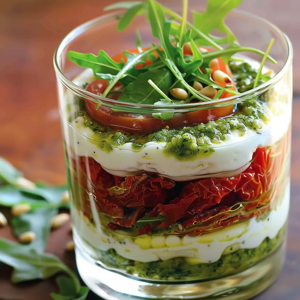 Délice de verrine parmesan et tomates confites