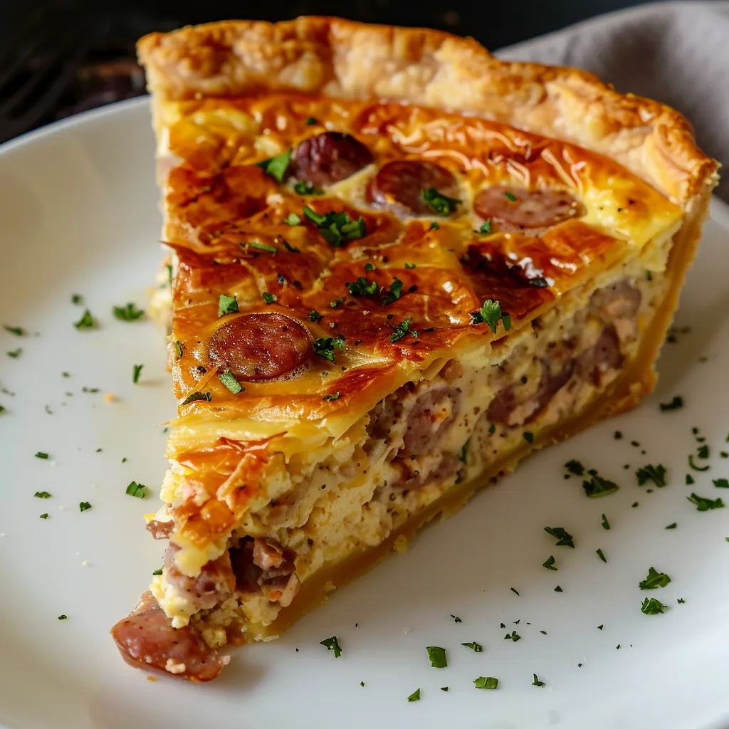 Super quiche aux knackis et pâte feuilletée croustillante
