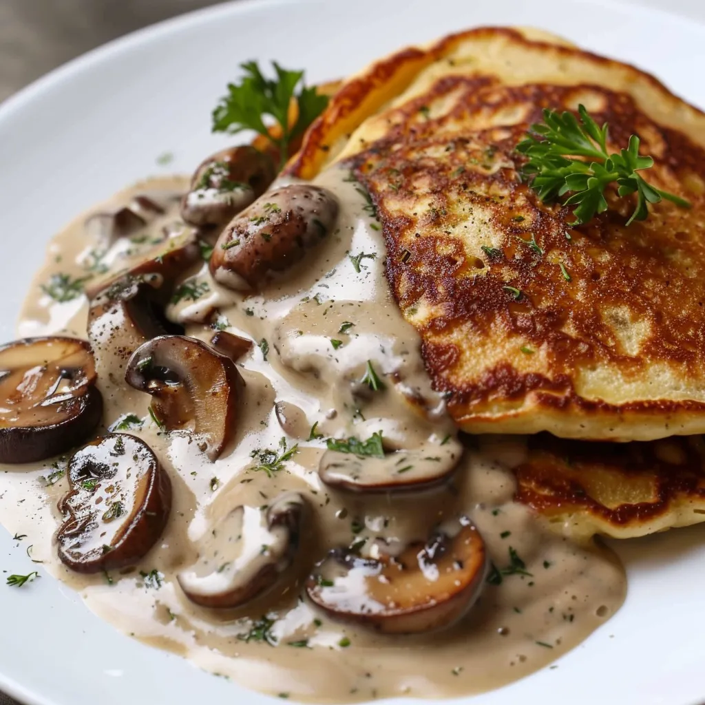 Pancakes aux champignons crémeux