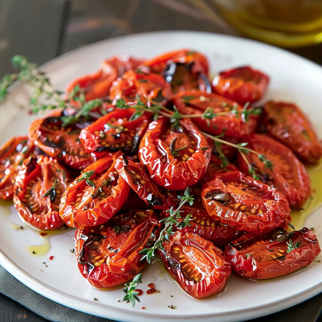 Tomates confites maison, thym et huile d’olive