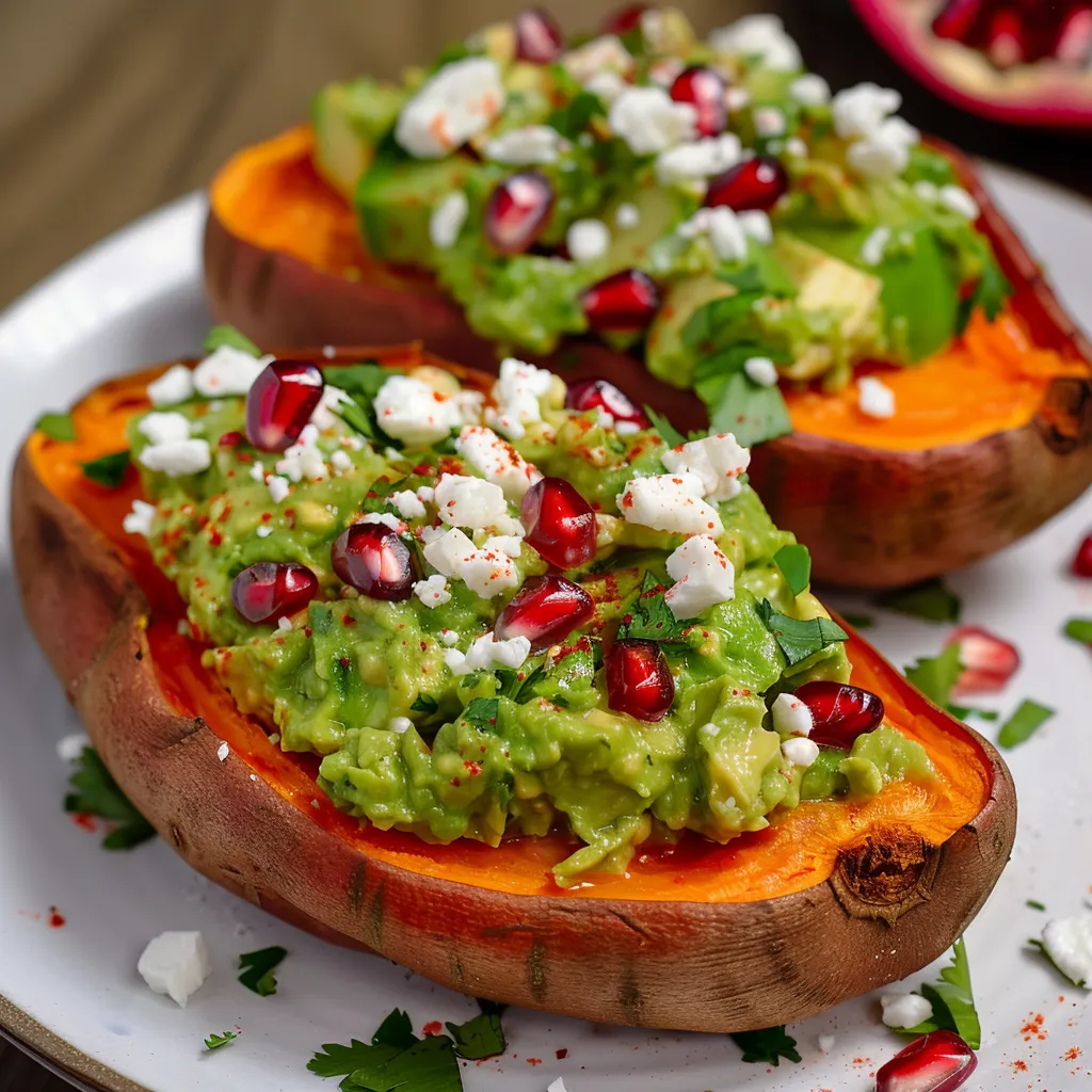 Patates douces avec guacamole et feta fondante