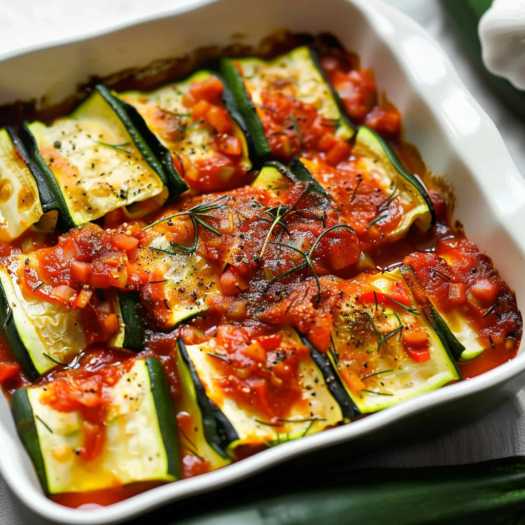 Tranches de courgettes roulées farcies aux légumes