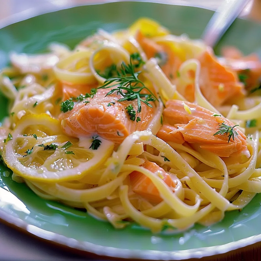 Linguines saumon citron et herbes fraîches