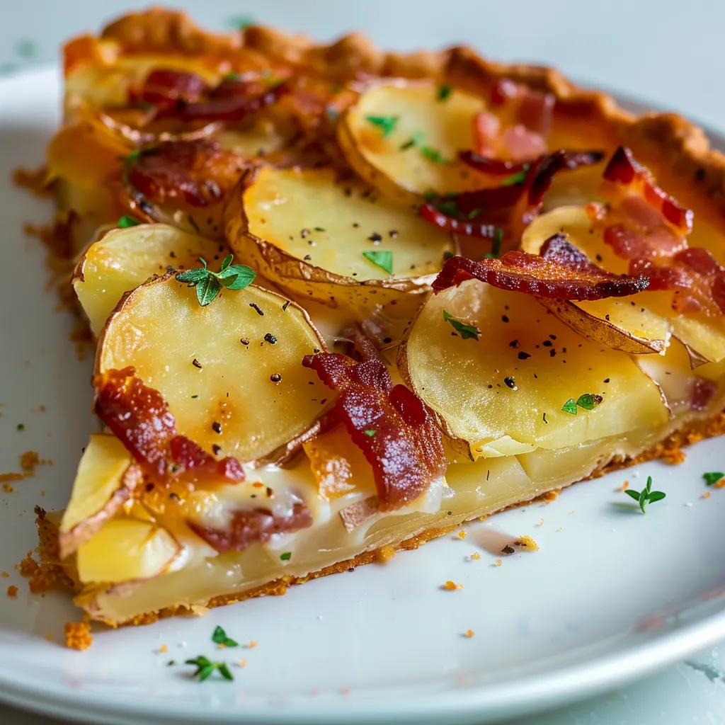 Tarte rustique pommes de terre lardons dorés