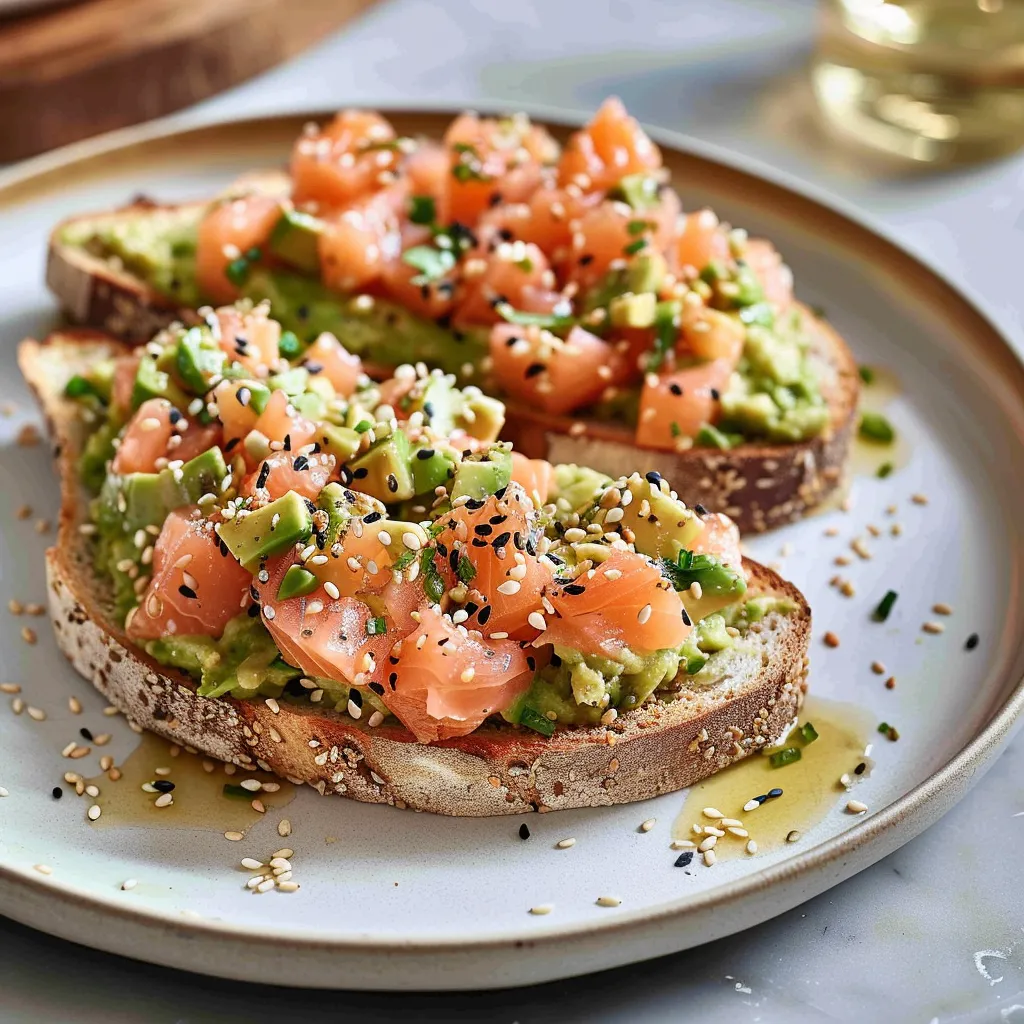 Avocat saumon toast et sésame