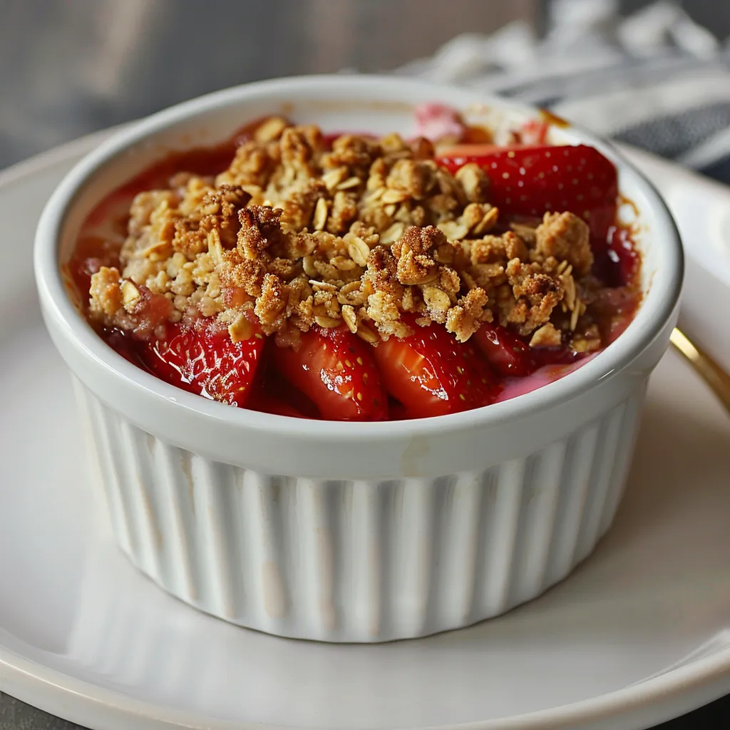 Dessert fraises et crumble doré