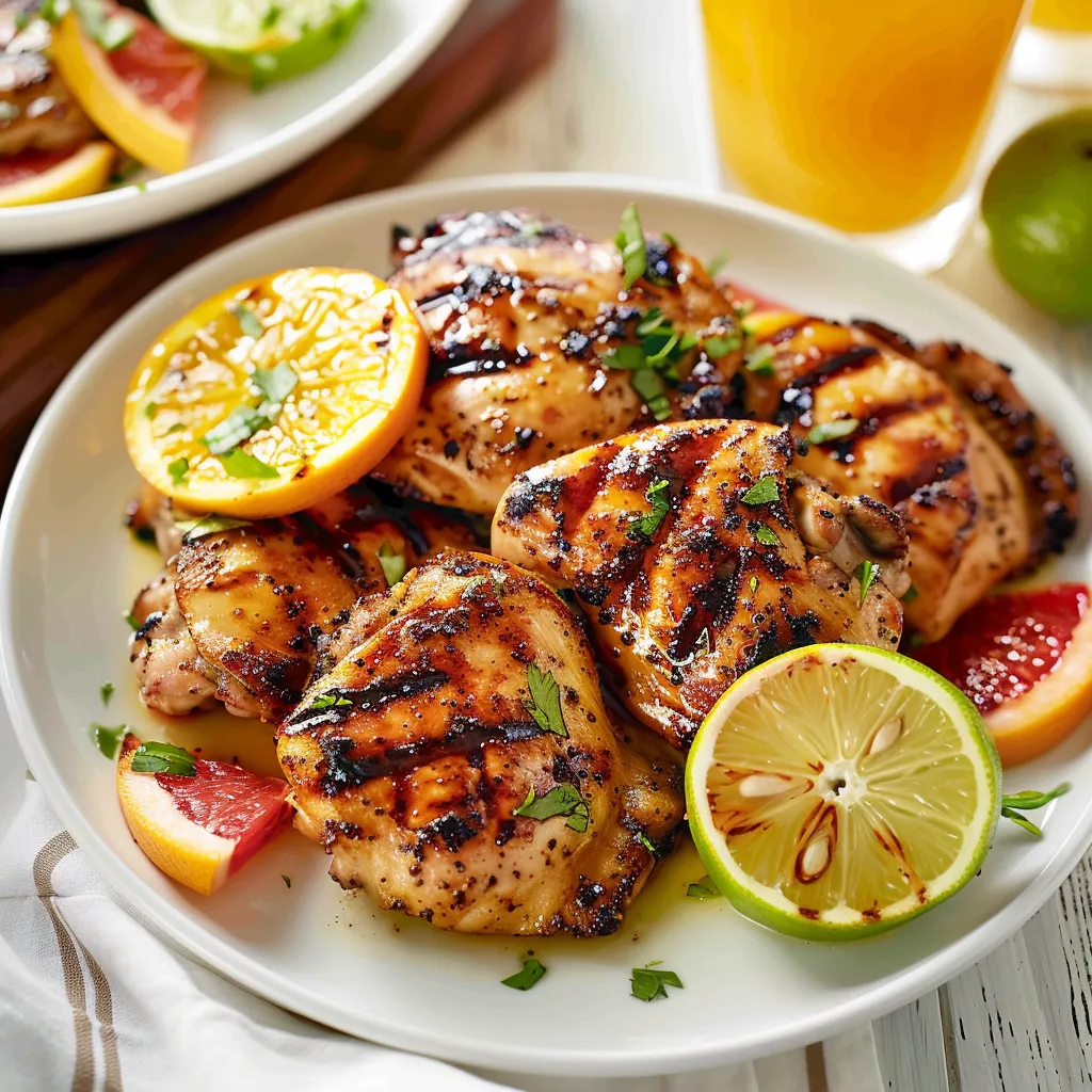 Poulet et agrumes grillés
