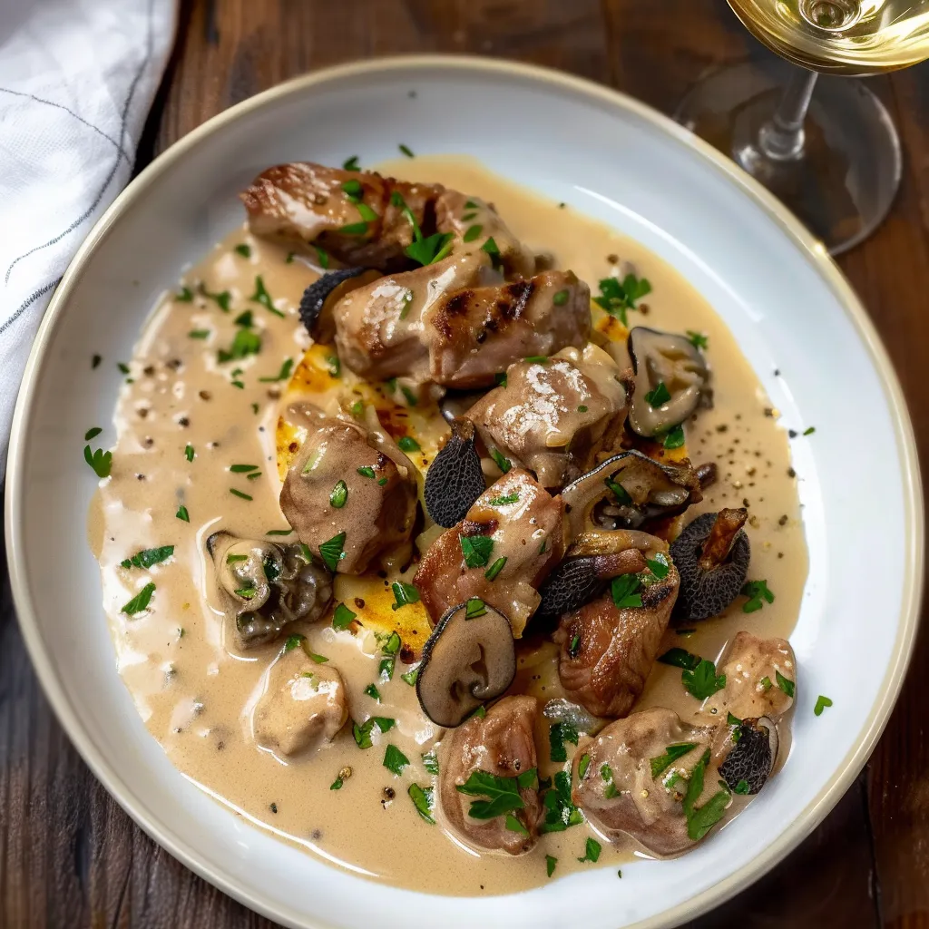 Veau tendre aux morilles et sauce onctueuse