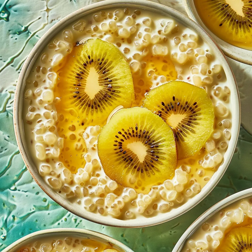 Délicieux tapioca parfum jasmin et kiwis jaunes