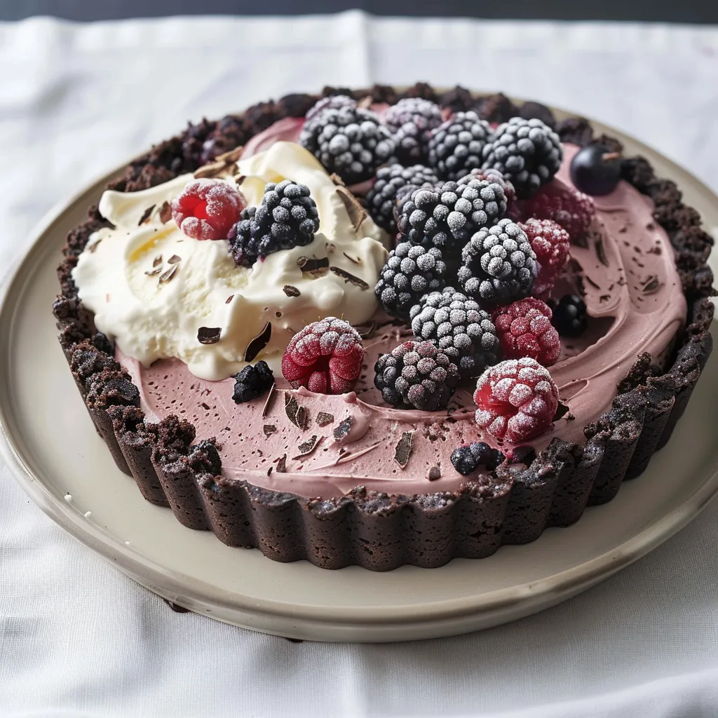 Dessert glacé chocolat et fruits rouges