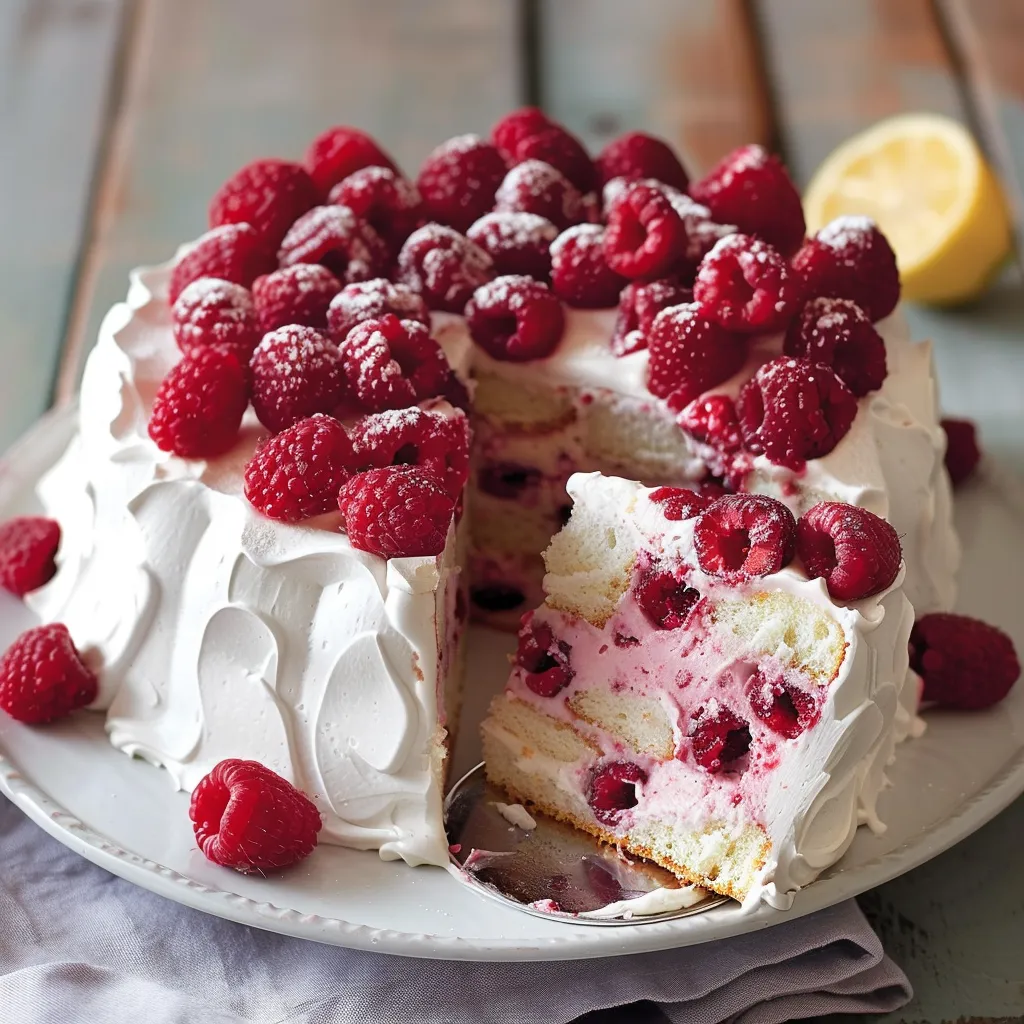 Gâteau moelleux aux framboises et crème fraîche