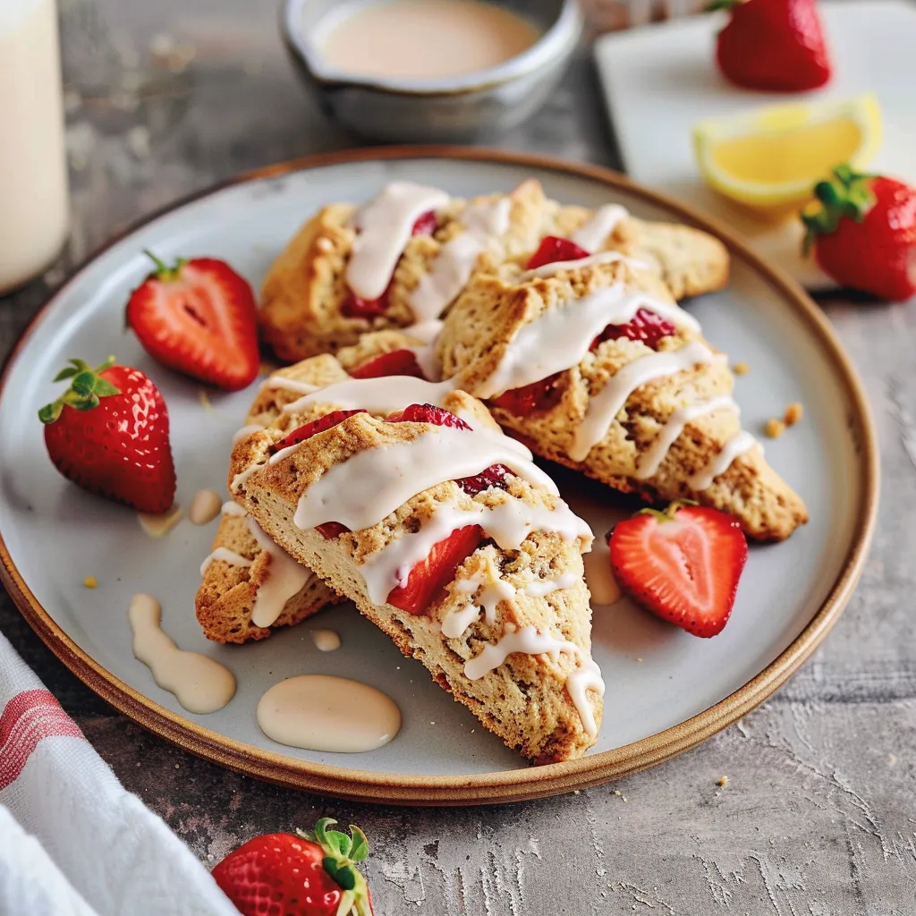 Scones végétaliens moelleux aux fraises prêts à déguster