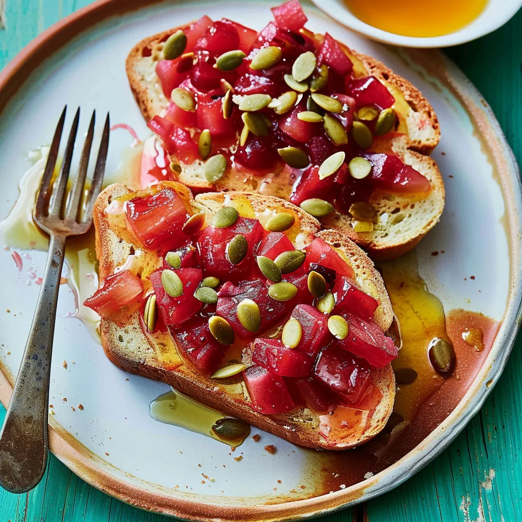 Délicieux bostocks à la rhubarbe avec un nappage au sirop d'érable