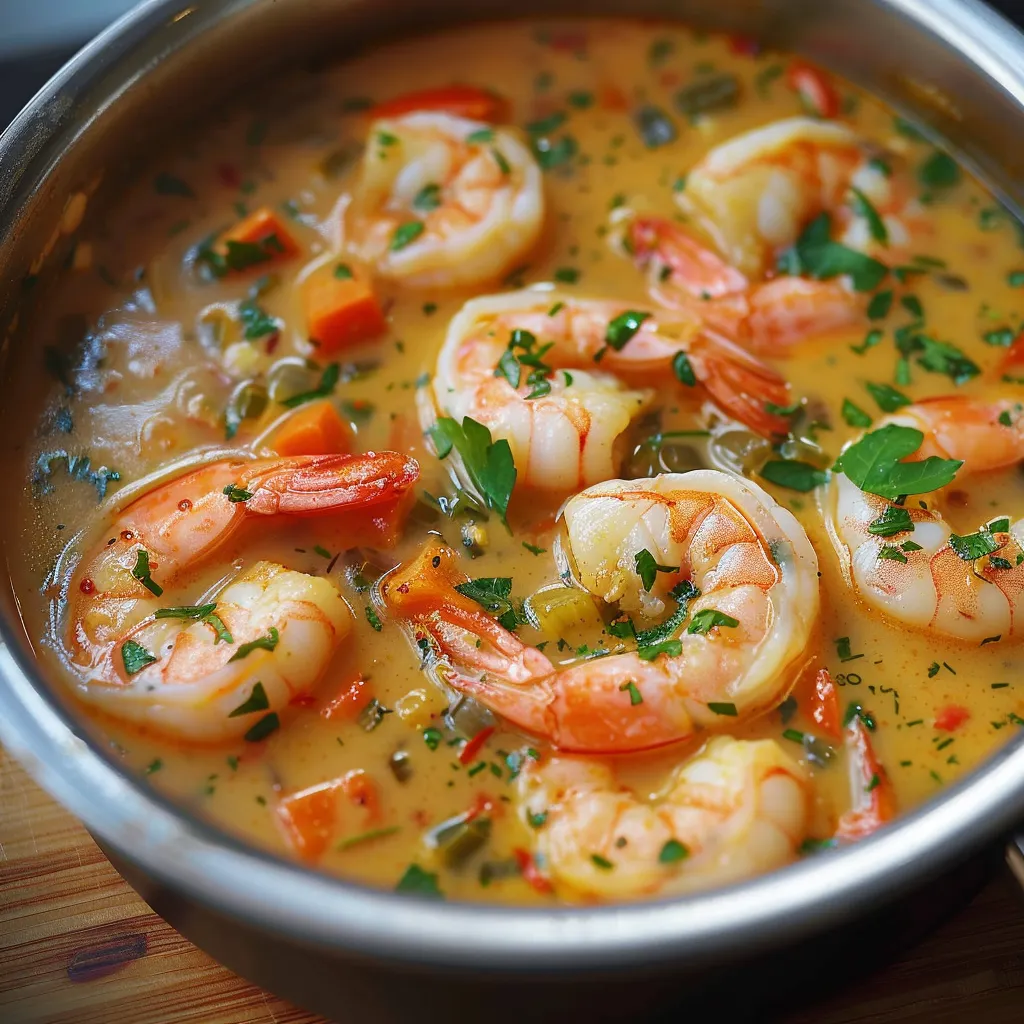 Plat de crevettes aux épices et lait de coco