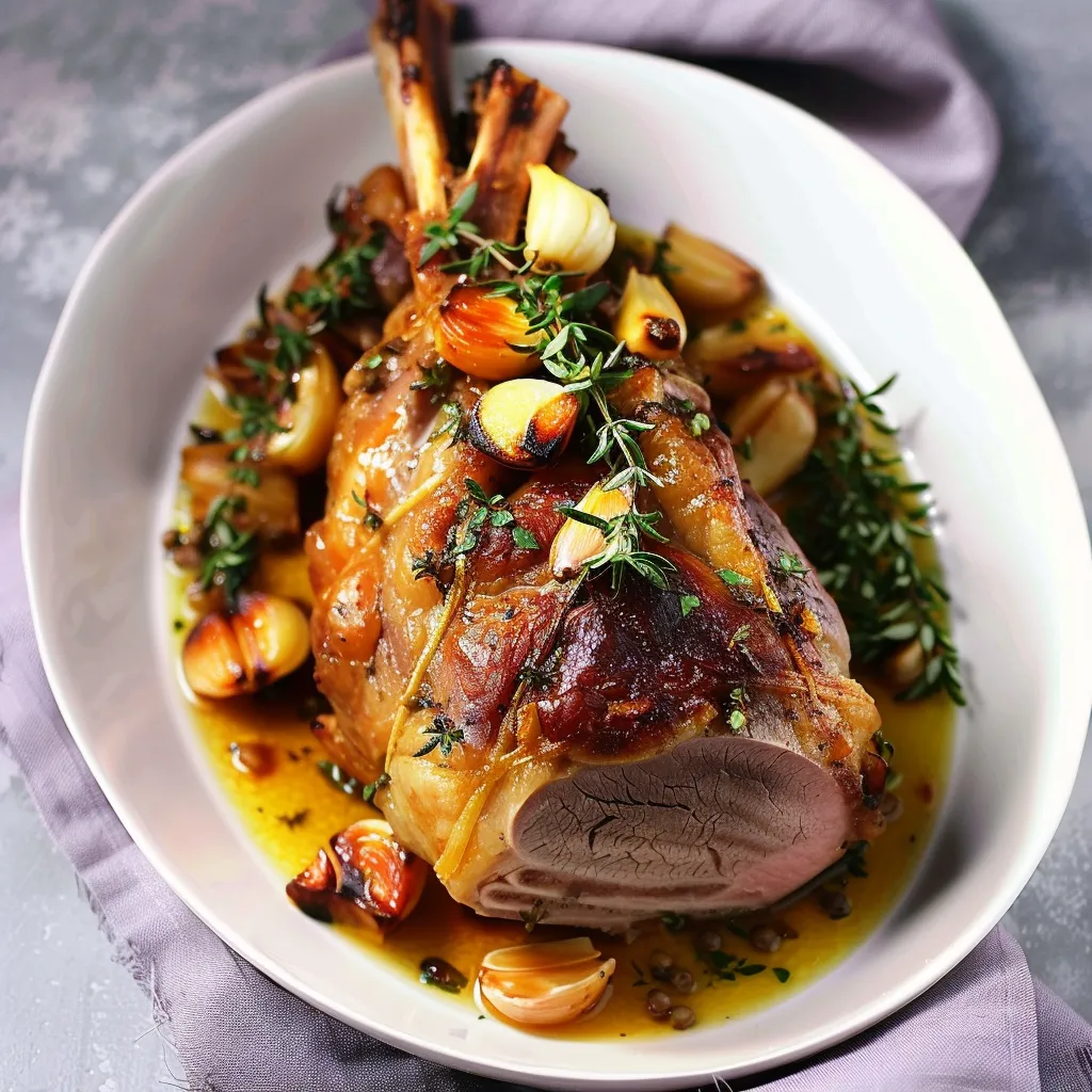 Agneau rôti fondant à l'ail