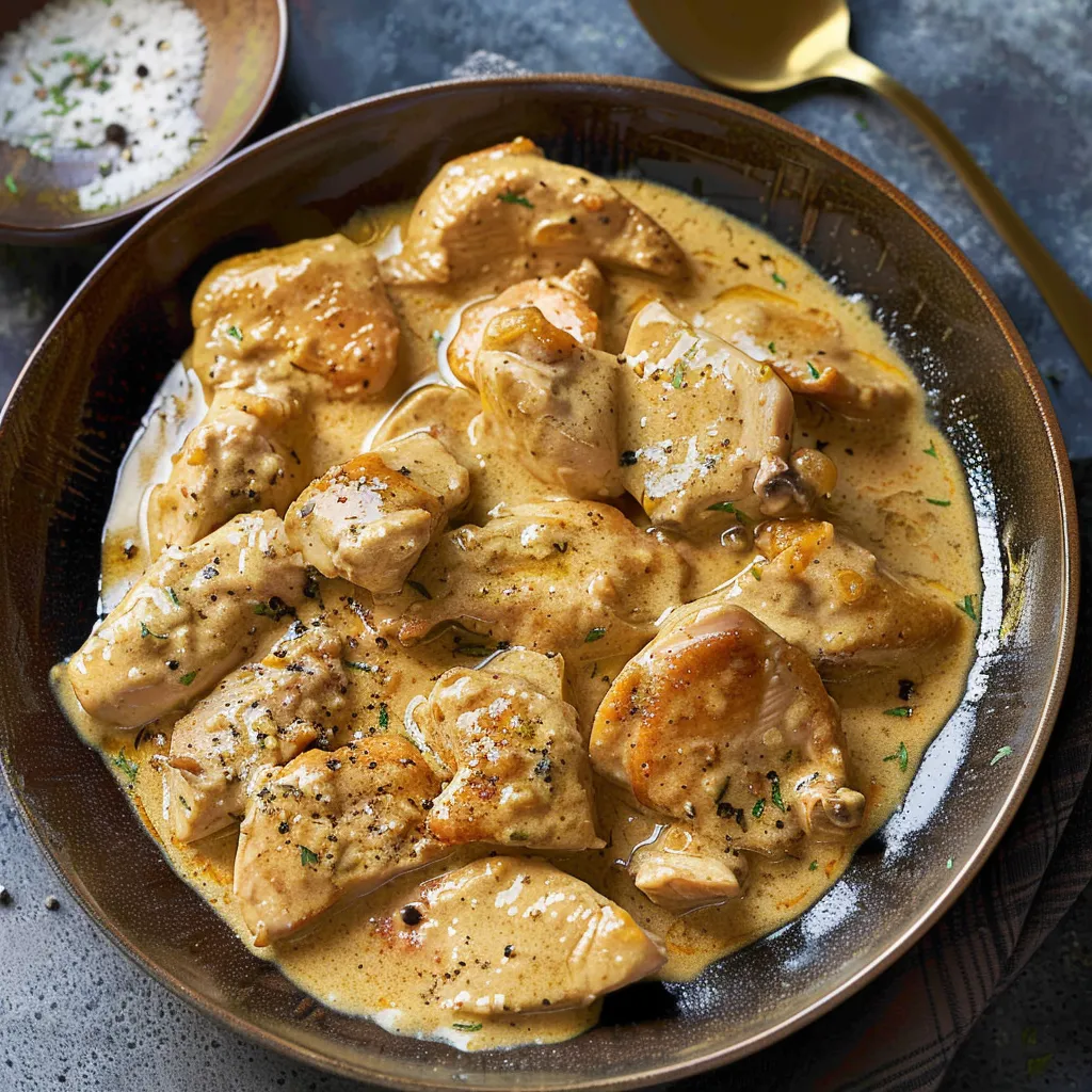 Poulet mijoté façon crémeuse à la moutarde, vraiment gourmand