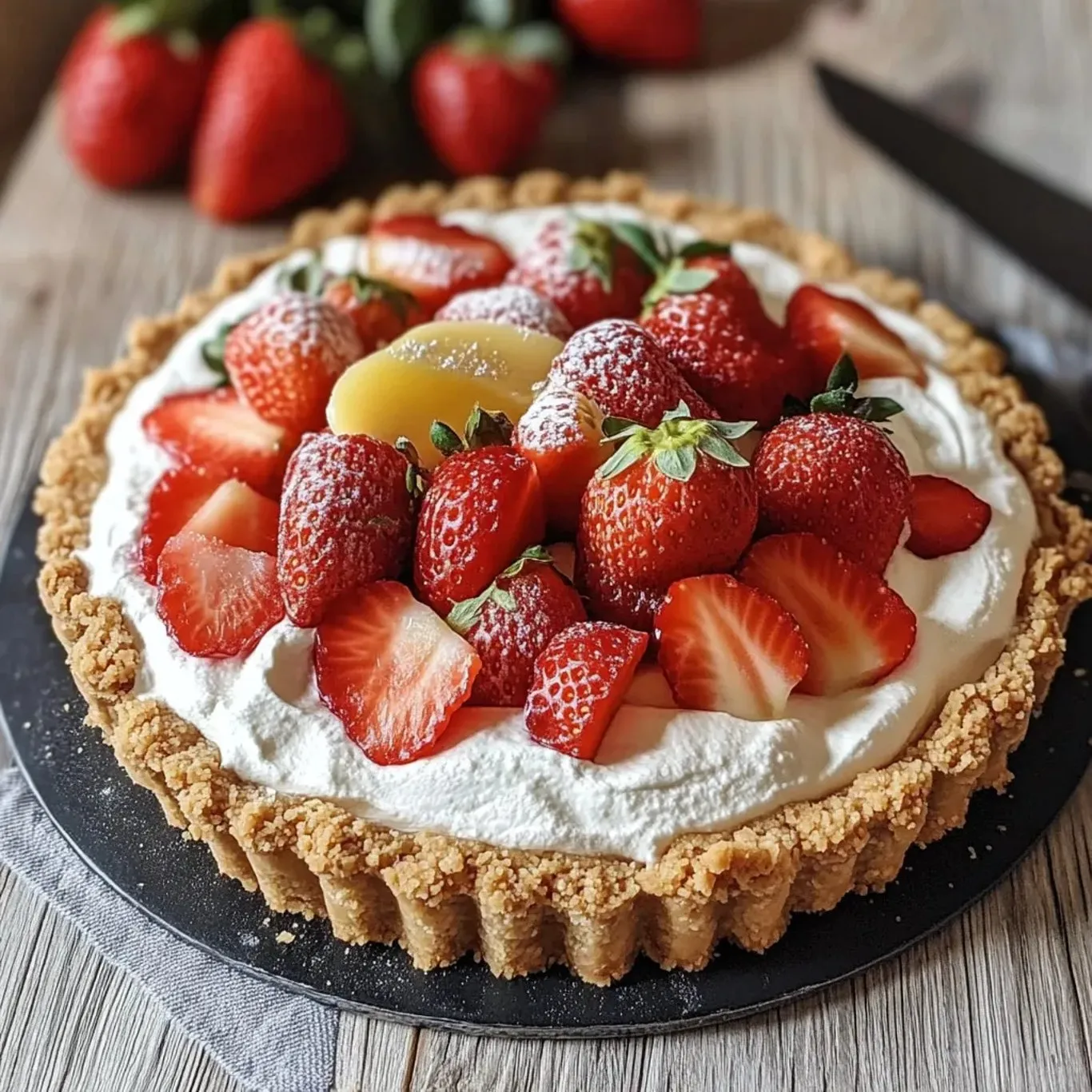 Tarte généreuse fraises spéculoos sans cuisson