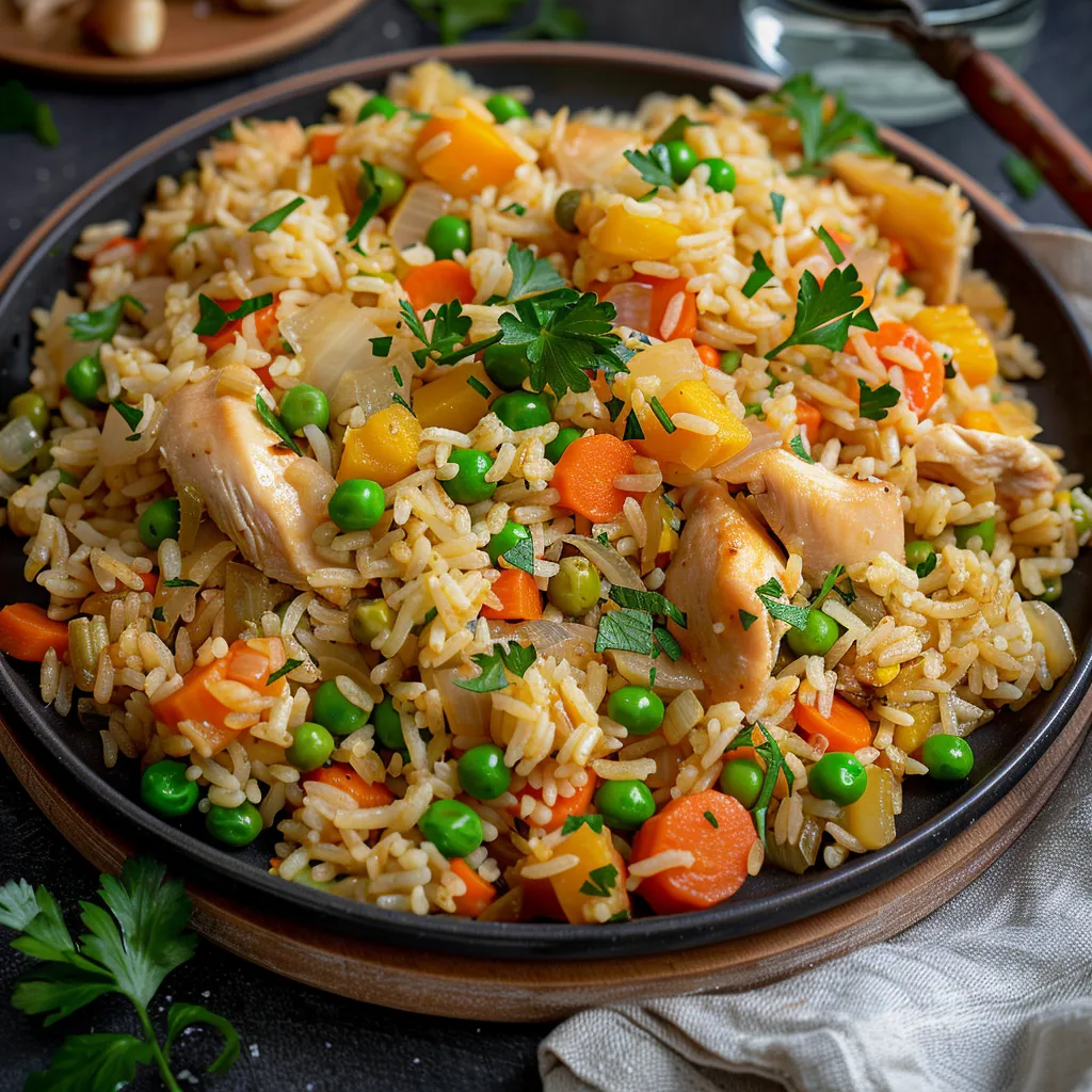 Plat de riz pilaf avec poulet