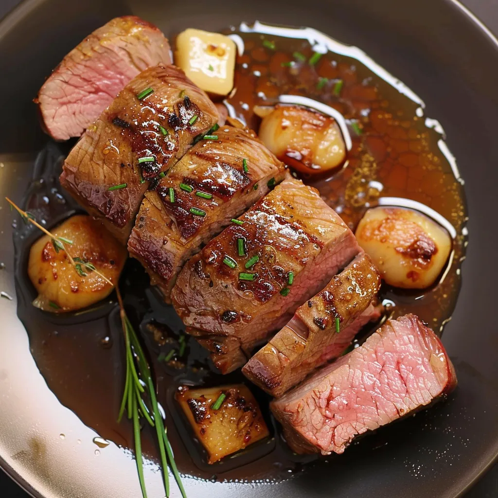 Filet mignon au miel et touche sucrée