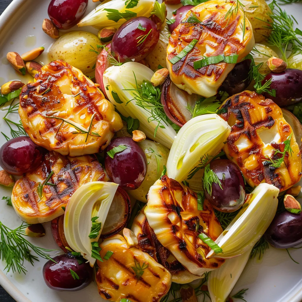 Halloumi doré et fenouil croquant