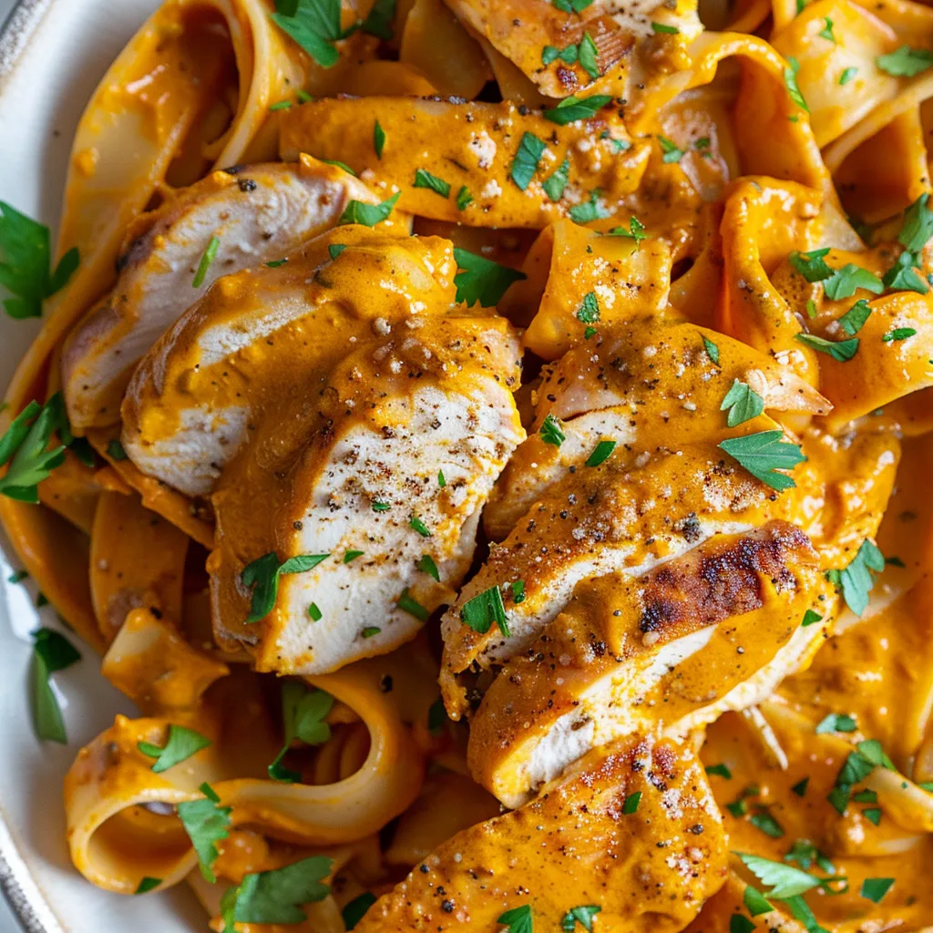 Pâtes au poulet, moutarde et crème