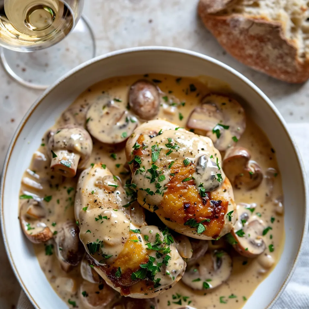 Poulet crémeux et champignons maison