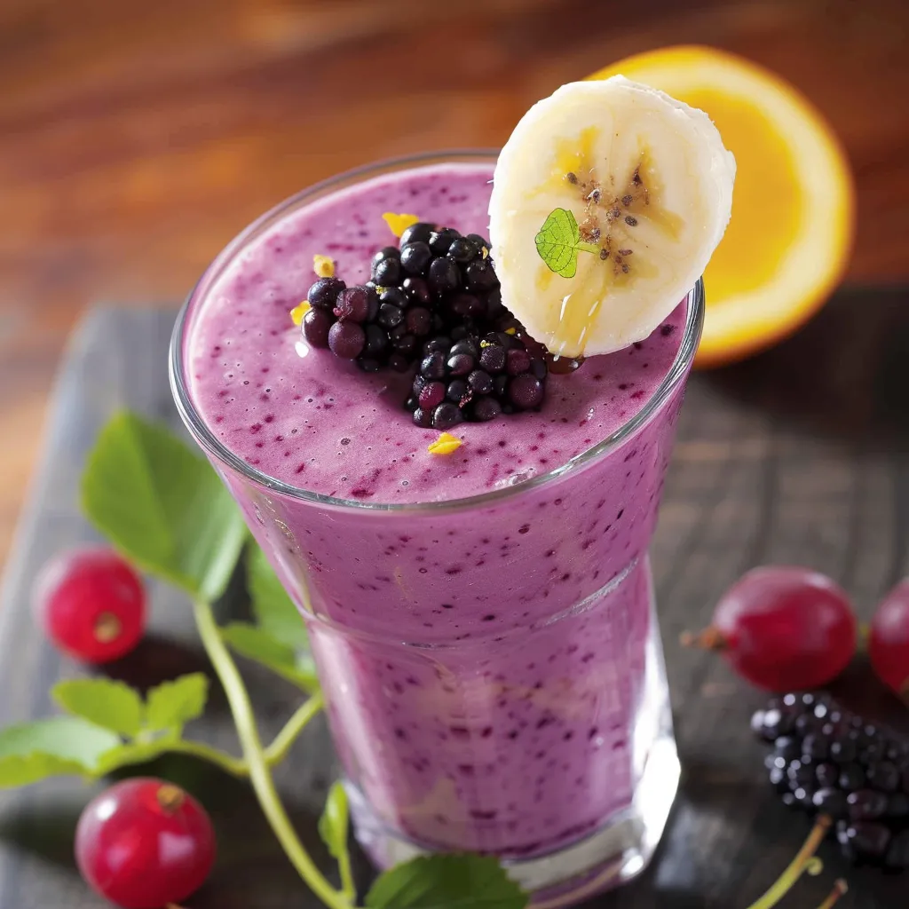Smoothie cassis et banane prêt en quelques instants