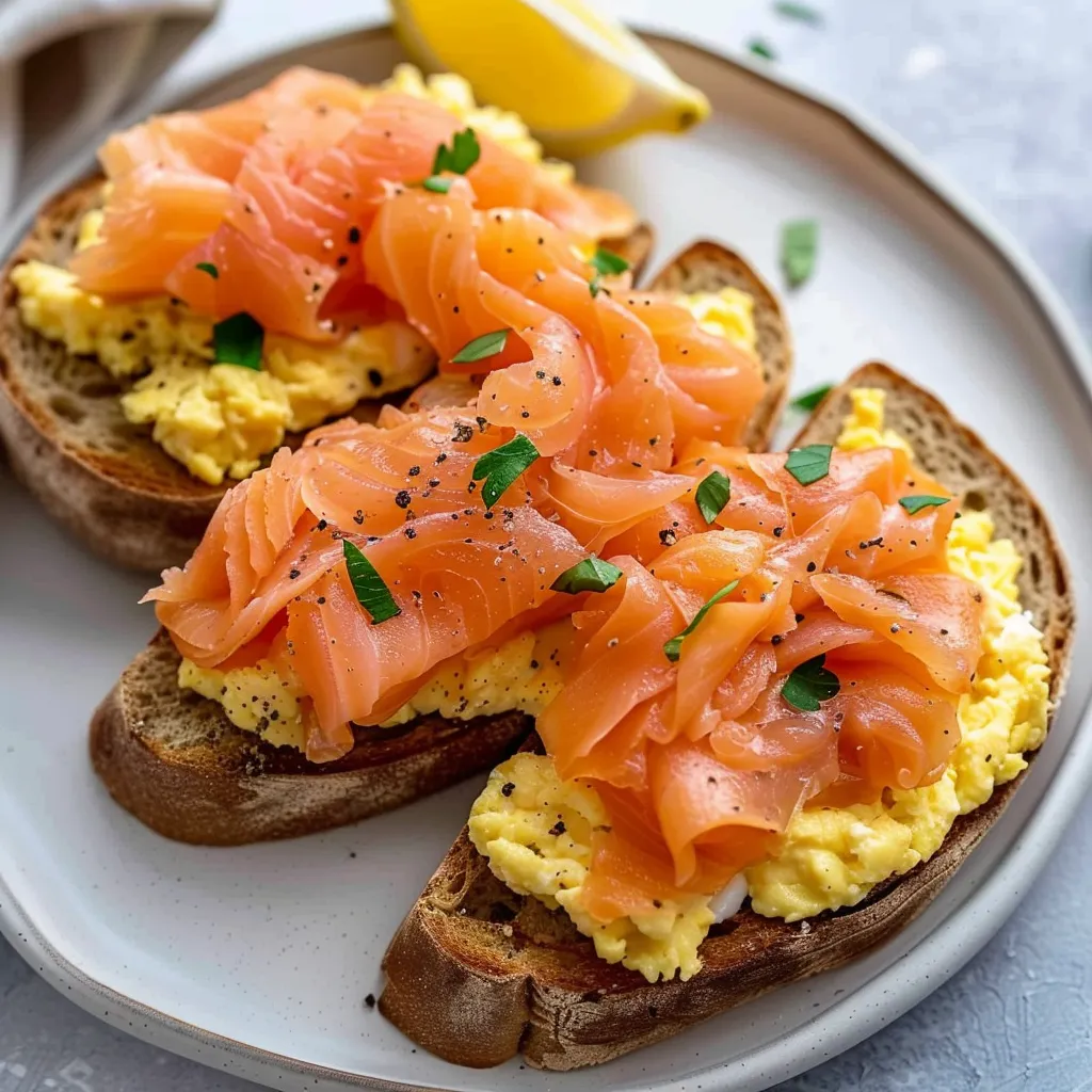 Saumon toast aux oeufs