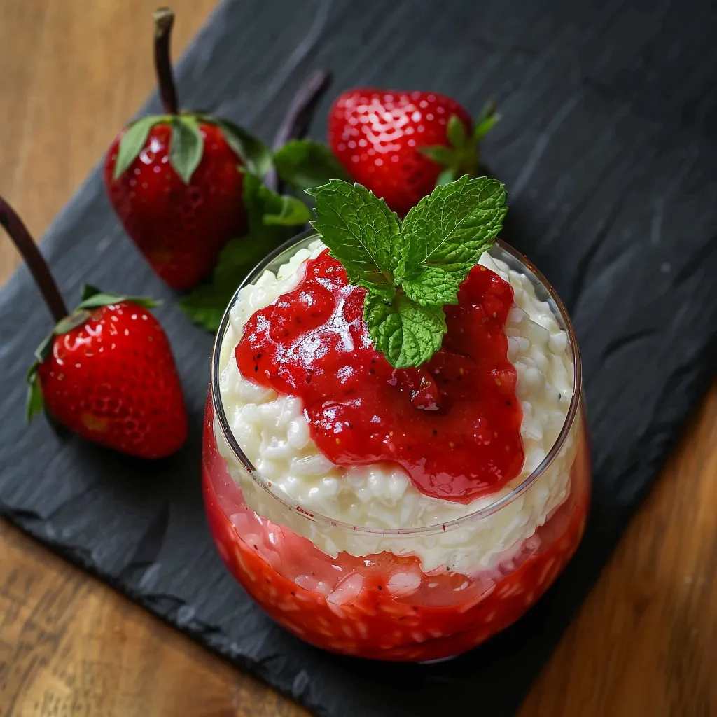 Riz au lait onctueux fraise