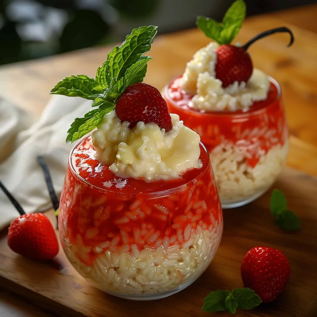 Douceur du riz au lait avec fraises et chantilly légère