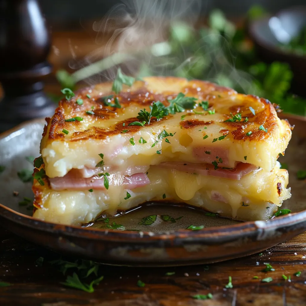 Gâteau salé pommes de terre jambon fromage