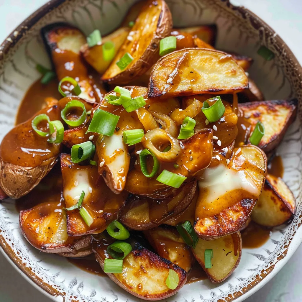 Poutine végétarienne halloumi et sauce gourmande