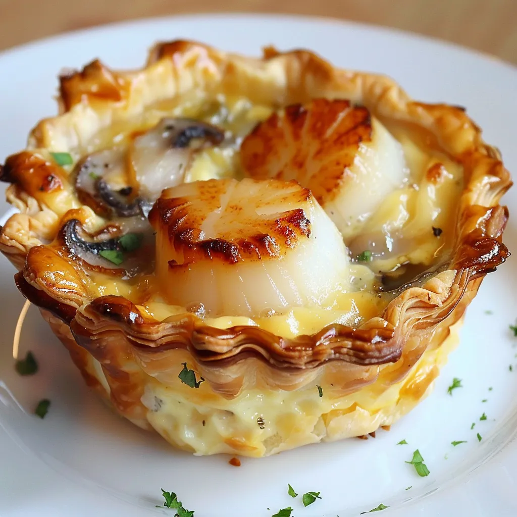 Mini quiches super gourmandes aux Saint-Jacques et champignons
