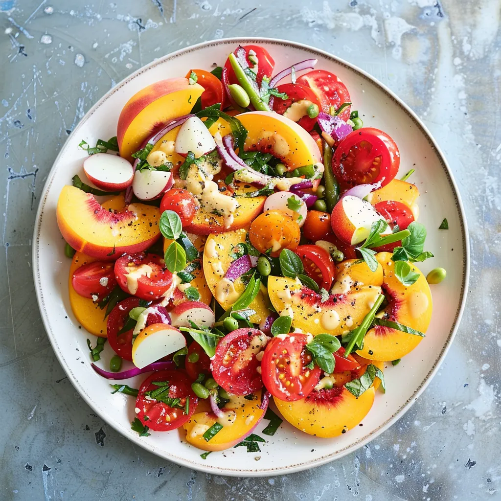 Tomates et pêches sauce béarnaise maison