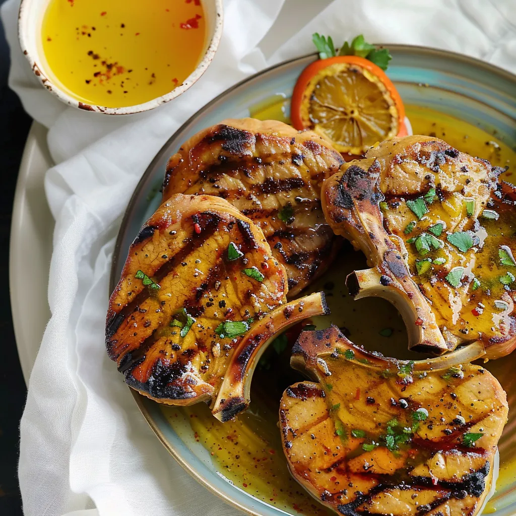 Délicieuses côtelettes de porc curcuma-miel