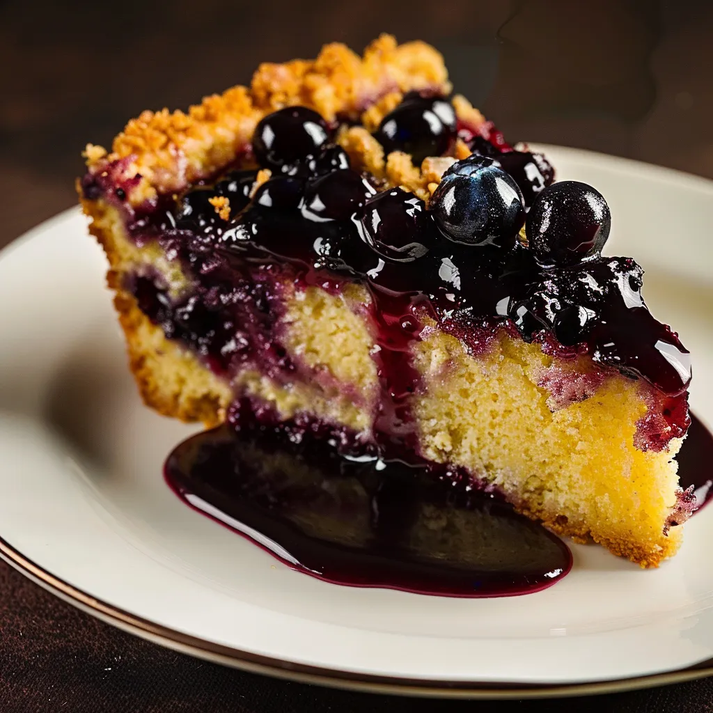 Moelleux au maïs, myrtilles et crumble croustillant