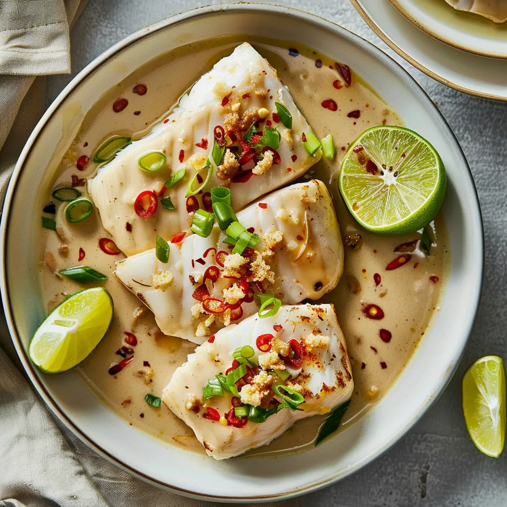 Aiglefin moelleux au lait de coco et gingembre