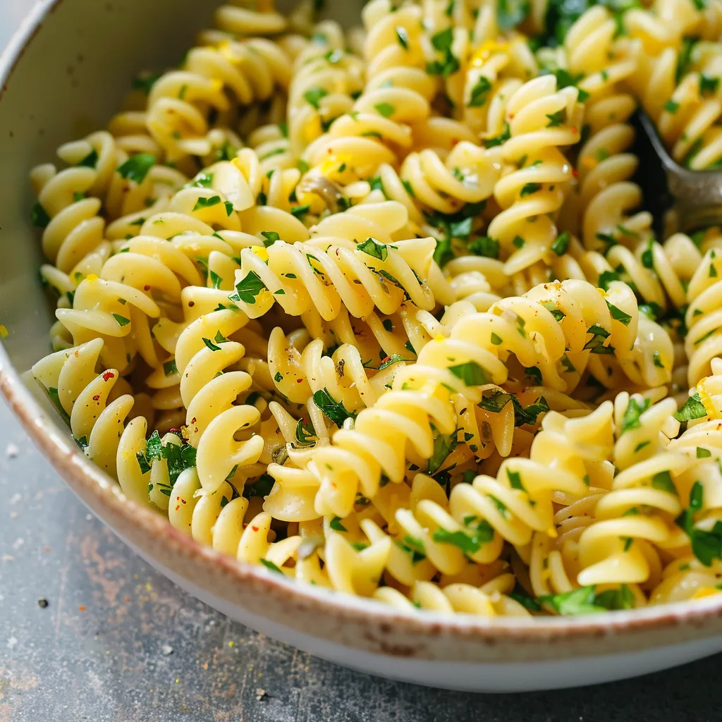 Fusillis citron anchois ail